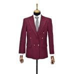 Erkek Bordo Renk, Kruvaze Tek Ceket Sivri Yaka BGL-KRV001 BORDO 48