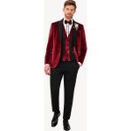 Erkek Bordo Şal Yaka Yelekli Slim Fit Damatlık - 48 / 6 - 6 Drop