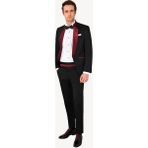 Erkek Bordo Siyah Slim Fit Şal Hakim Yaka Damatlık - 56 / 6 - Bordo - Siyah - 6 Drop