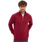 Erkek Bordo Standart Fit Normal Kesim Pamuklu Yarım Fermuarlı Dik Yaka Pamuklu Sweatshirt XL