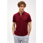 ERKEK BORDO STANDART POLO YAKA FERMUARLI TİŞÖRT