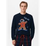 Erkek Breadman Desenli Sweatshirt Pijama Üstü Lacivert
