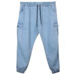 Erkek Büyük Beden 100-156 Kilo Arası İçin Uygun Kargo Cepli Jogger Kot Pantolon (AÇIK MAVİ, 3XL)