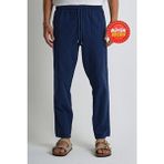 Erkek Büyük Beden %100 Pamuk Keten Görünümlü Pantolon E206 - Lacivert - 4XL
