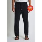 Erkek Büyük Beden %100 Pamuk Keten Görünümlü Pantolon E206 - Siyah - 8XL