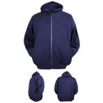 Erkek Büyük Beden 105-185 Kilo Arası İçin Uygun Kapüşonlu 3 İplik Şardonlu Kışlık Kalın Sweat Mont (İNDİGO, 4XL)