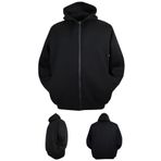 Erkek Büyük Beden 105-185 Kilo Arası İçin Uygun Kapüşonlu 3 İplik Şardonlu Kışlık Kalın Sweat Mont (SİYAH, 2XL)