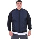 Erkek Büyük Beden 120 KILO-158 Kilo Arası Için Uygun Dik Yaka Parçalı Mevsimlik Hafif Mont - Lacivert - 4XL