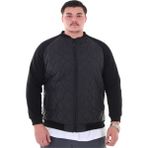 Erkek Büyük Beden 120 KILO-158 Kilo Arası Için Uygun Dik Yaka Parçalı Mevsimlik Hafif Mont - Siyah - 3XL