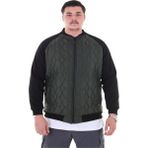 Erkek Büyük Beden 120 KILO-158 Kilo Arası Için Uygun Dik Yaka Parçalı Mevsimlik Hafif Mont - Yeşil - 3XL