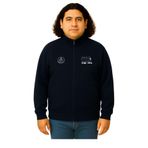 Erkek Büyük Beden 122-158 Kilo Arası İçin Uygun Pamuklu Geniş Kalıp Dik Yaka Fermuarlı Sweat Mont (LACİVERT, 3XL)