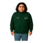 Erkek Büyük Beden 122-158 Kilo Arası İçin Uygun Pamuklu Geniş Kalıp Dik Yaka Fermuarlı Sweat Mont (YEŞİL, 6XL)
