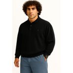 Erkek Büyük Beden 122 Kilo - 158 Kilo Arası İçin Uygun Geniş Kalıp Polo Yaka Selanik Kazak (SİYAH, 4XL)