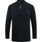 Erkek Büyük Beden Astarlı Triko Mont Hakim Yaka Çelik Örgü Desenli Klasik Kalıp - 5209TB - Lacivert - 4XL