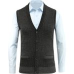 Erkek Büyük Beden Düğmeli Yelek Cepli Desenli Çelik Örgü Klasik Kalıp 5208LB - 4XL - Antrasit