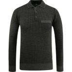 Erkek Büyük Beden Polo Yaka Kazak Cepli Desenli Çelik Örgü Klasik Kalıp - 5208FB - Antrasit - 4XL