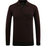 Erkek Büyük Beden Polo Yaka Kazak Cepli Desenli Çelik Örgü Klasik Kalıp - 5208FB - Bordo - 5XL
