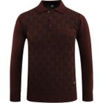 Erkek Büyük Beden Polo Yaka Kazak Cepli Kabarmalı Çelik Örgü Klasik Kalıp - 5215FB - Bordo - 3XL