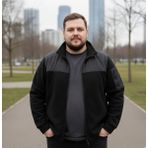 Erkek Büyük Beden Siyah Polar Ceket - 3XL