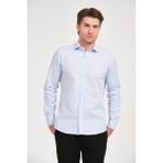 Erkek Buz Mavi Comfort Fit Uzun Kollu Gömlek - 3XL