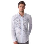 Erkek Buz Mavisi Gizli Yaka Düğmeli Keten Slim Fit Gömlek