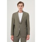 Erkek Çağla Yeşili Poliviskon Trend Çizgili Slim Fit Mono Yaka Takım Elbise - 6 Drop - 50