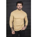 Erkek Camel Yarım balıkçı Örme Kazak 2100017