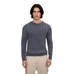 Erkek Casual Saç Örgü Desenli Slim Fit Triko Kazak Kışın Günlük Kombinler İçin İdeal Model -Antrasit-L
