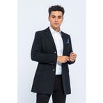 ERKEK CEKMON CAMEL YÜNLÜ İÇİ ASTARLI KABAN SPOR UZUN BLAZER CEKET SİYAH 4XL