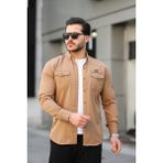 Erkek Çift Cep Paraşüt Kumaş Gömlek - 2XL - Taba
