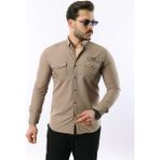 Erkek Çift Cep Paraşüt Kumaş Gömlek - 2XL - Vizon