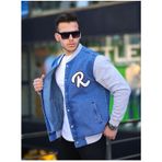 Erkek Çıtçıtlı Mavi Oversize Spor Kot Ceket