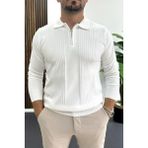 Erkek Çizgi Desenli Normal Kalıp Kazak Beyaz EDW422 - 2XL