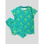 Erkek Çocuk %100 Pamuklu Ayıcık Kirpi Çam Desenli Kısa Kollu Yeşil Yazlık Pijama Takımı - 5 - 6 Yaş