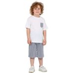 Erkek Çocuk Basic T-Shirt Şort Çizgili Kaprili Yazlık 2'li Takım - 7 – 8 Yaş - Lacivert