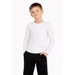 Erkek Çocuk Basic Uzun Kollu Tişört Okul Günlük Rahat T-Shirt - Beyaz