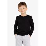 Erkek Çocuk Basic Uzun Kollu Tişört Okul Günlük Rahat T-Shirt - Siyah