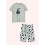 Erkek Çocuk Baskılı Yeşil Pijama Takımı