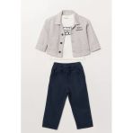 Erkek Çocuk Bayramlık Ceket - Tişört - Pantolon 3'Lü Set (Bir Beden Büyük Önerilir)