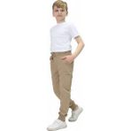 Erkek Çocuk Bej Okul Pantolonu %100 Pamuk Lastikli Bel ve Paça Rahat Kesim - Regular Fit - 14 - 15 Yaş
