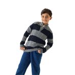Erkek Çocuk Çizgili Triko Kazak 7-8 Yaş/Lacivert