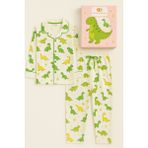 Erkek Çocuk Dinozor Desenli Kutulu Pijama Takımı