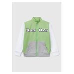 Erkek Çocuk Fıstık Yeşili Benetton Logo İşlemeli Fermuarlı Sweatshirt