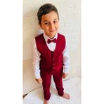 Erkek Çocuk Full Set Halinde Pamuklu Takım Elbise - 11 Yaş - Bordo - Beyaz