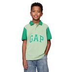 Erkek Çocuk Gap Logo Colorblock Pique Polo Yaka Yeşil T-Shirt