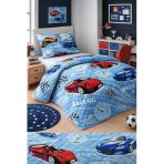 Erkek Çocuk Genç Pike Yatak Örtüsü Takımı Araba Desen Kapitone Pamuklu 4 Mevsim Çarşafsız 160X230