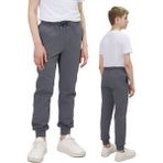 Erkek Çocuk Gri Okul Pantolonu %100 Pamuk Lastikli Bel ve Paça Rahat KESIM-PNT-2027-E - Relax Fit - 13 - 14 Yaş