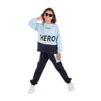 Erkek Çocuk Hero Baskılı Örme Basic Eşofman Takımı Açık Mavi 12 Yaş