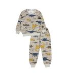 Erkek Çocuk Iki Iplik Pamuklu Şardonlu Bej Dinazor Desen Kışlık Uzun Kollu Pijama Takımı (bej, 1-2 yaş)