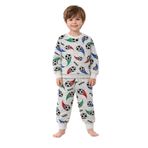 Erkek Çocuk Iki Iplik Pamuklu Şardonlu Beyaz Renk Top Desenli Kışlık Uzun Kollu Pijama Takımı (Beyaz, 3-4 yaş)
